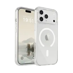 Magnetic Clear Case for iPhone 17 Pro 6.3" Transparent TPU Acrylic Back Shockproof Slim Protective Cover with Wireless Charging Support Compact and Stylish