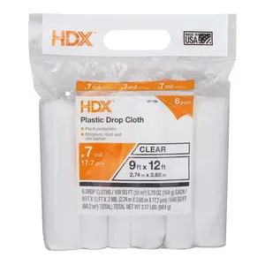 9 ft. x 12 ft. Clear Plastic Drop Cloths (6-Pack)