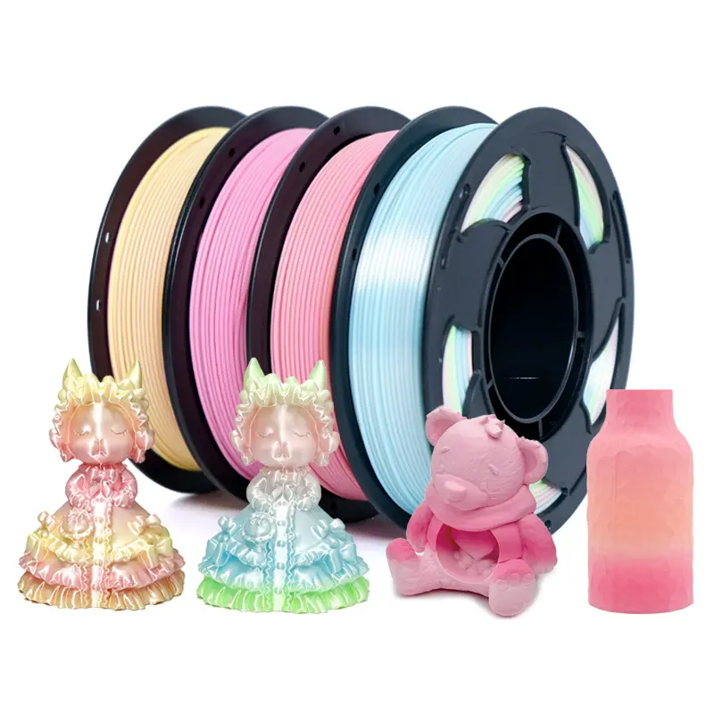 Matte And Silk Gradient Rainbow Spring 1.75mm PLA Filament for 3D Printer High Speed 500mm/s, 0.25kg (0.55lbs) Small Spool 3D Printing PLA Filament Rod Fit Most FDM Printer Perfectly Hide The Layer Line