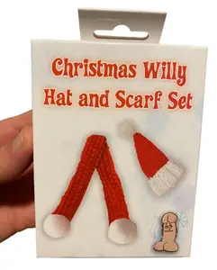🎅 Christmas Willy Warmer Hat & Scarf Set – Festive Gag Gift for the Holidays