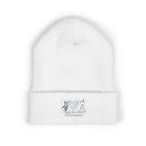 Fight Love Cure Lung Cancer Awareness Embroidered Beanie | Unisex Knit Hat