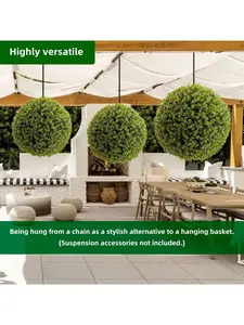 2-Pack 21in (54cm) Waterproof Polyethylene Artificial Eucalyptus Topiary Balls, Interlocking Decorative Garden Spheres for Outdoor, Indoors, Patio, Wedding Ornaments