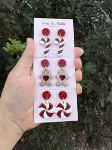 Candy Cane Clay Earrings