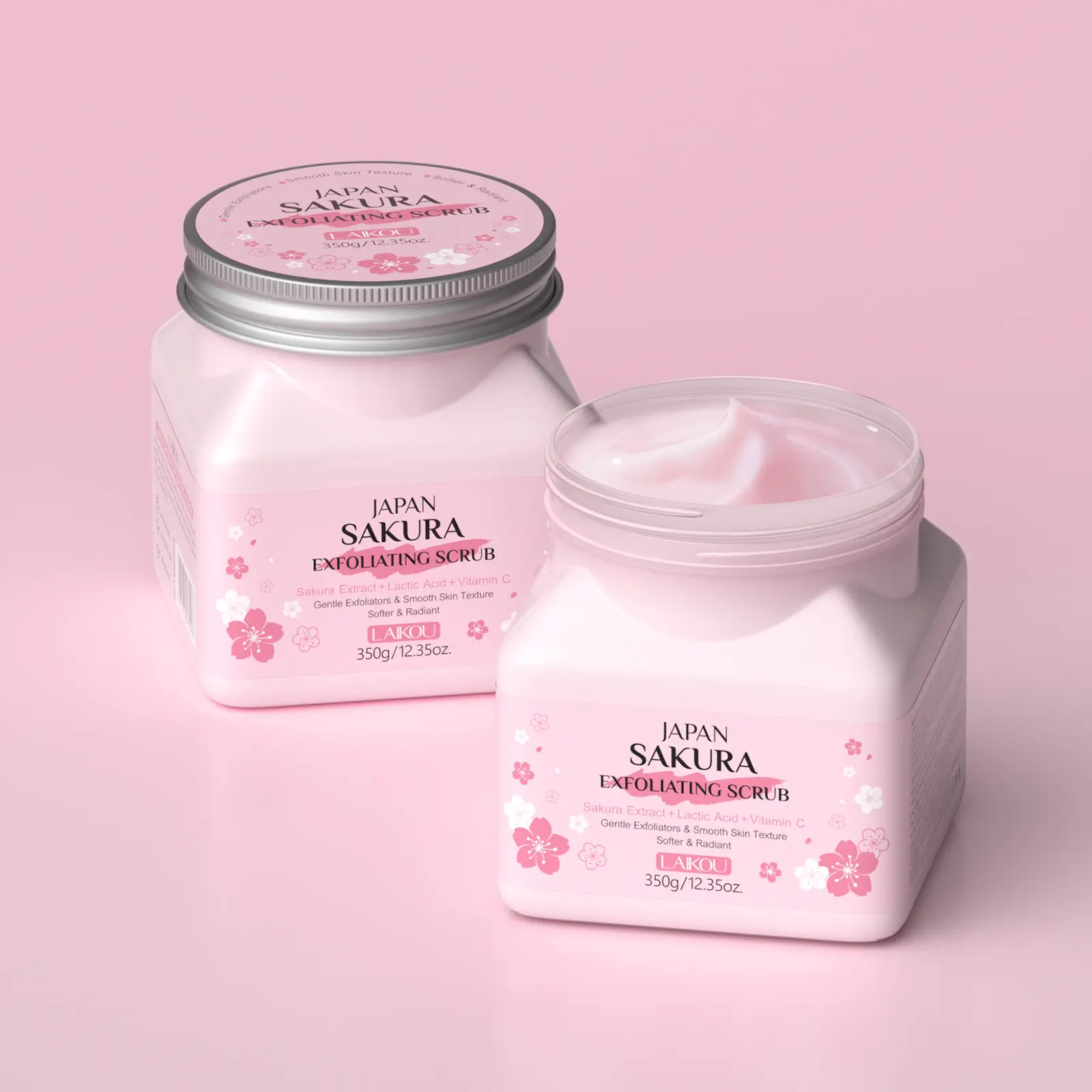 1 Bottle Sakura Exfoliating Scrub, Suitable for Face and Body, Cleansing, Hydrating and Moisturizing