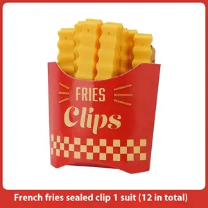 French Fries Shaped Bag Clips with Magnetic Box - 12Pcs Secure Seal for Bags & Packages, Practical Kitchen Tools, Fresh Food Organizer