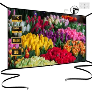 120 Inch Foldable Projector Screen for Wall,  Portable Projector Screen Outdoor & Indoor - Thickened Anti-Crease White Screen with 4 Corner Ropes for Camping,  Theater, Party