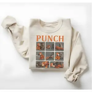 UrbanHalo - Monkey Punch Graphic Sweatshirt, Baby Monkey Holding Plush Toy, Animal Lover Gift, Cute Cozy Shirt