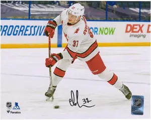 Andrei Svechnikov Carolina Hurricanes Autographed 8" x 10" White Shooting Photograph - Fanatics Authentic Certified