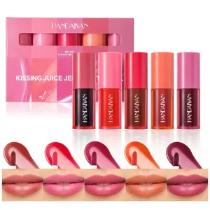 5-Pack Long-Lasting Matte Lip Gloss, High Pigmentation Lip Stain Set, Moisturizing Jelly Lip Oil, Hydrating, Shiny Finish, Portable, All Skin Types, Makeup, Glossy, Lipstick
