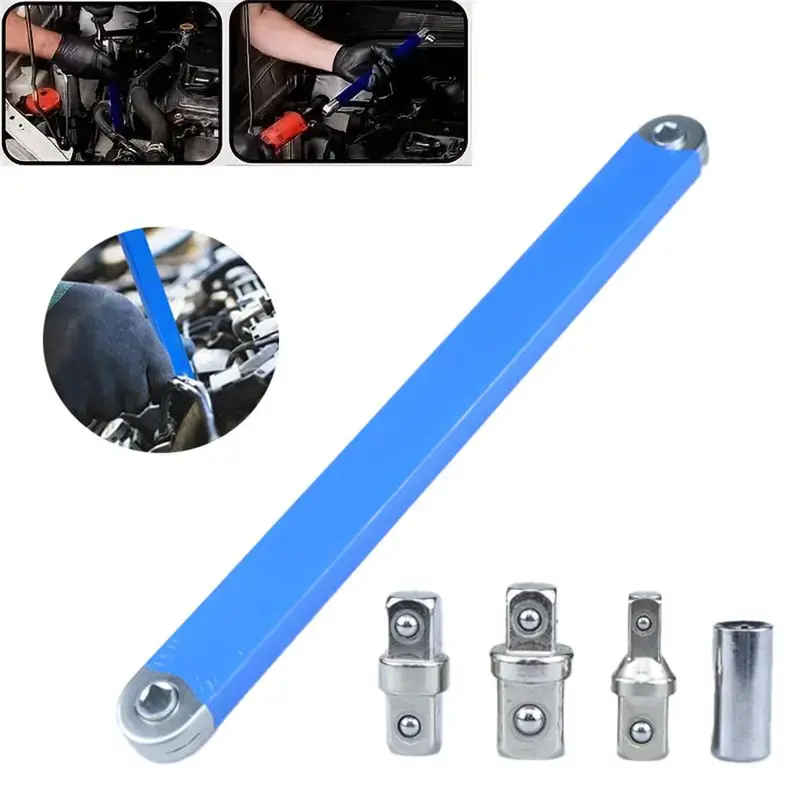 High Carbon Steel Reinforced Impact-Ready Offset Wrench, 1Set Heavy Torque Adjustable Wrench with Tight Reach Extension, Wear-Resistant Heavy-Duty Tool for DIY Maintenance, Heavy Torque Adjustable Wrenches, Zero Degree Swing Arc
