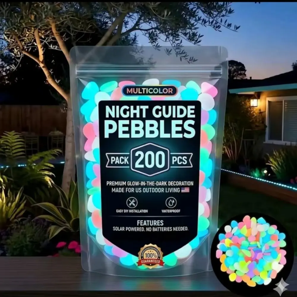 200-Pack Glow Stones for Garden Decor, Waterproof Night-Light Pebbles for Pathway Landscaping and Evening Ambiance, Decorative Stones