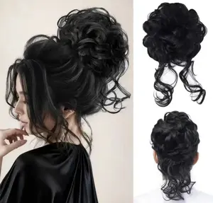 Women's Messy Bun Hair Piece Tousled Updo Hair Buns Extension Elastic Hair Band Hair Pieces Synthetic Fiber Curly Hair Bun Updo Messy Bun Hairpiece for Women Chignon scrunchies wholesale hot sell