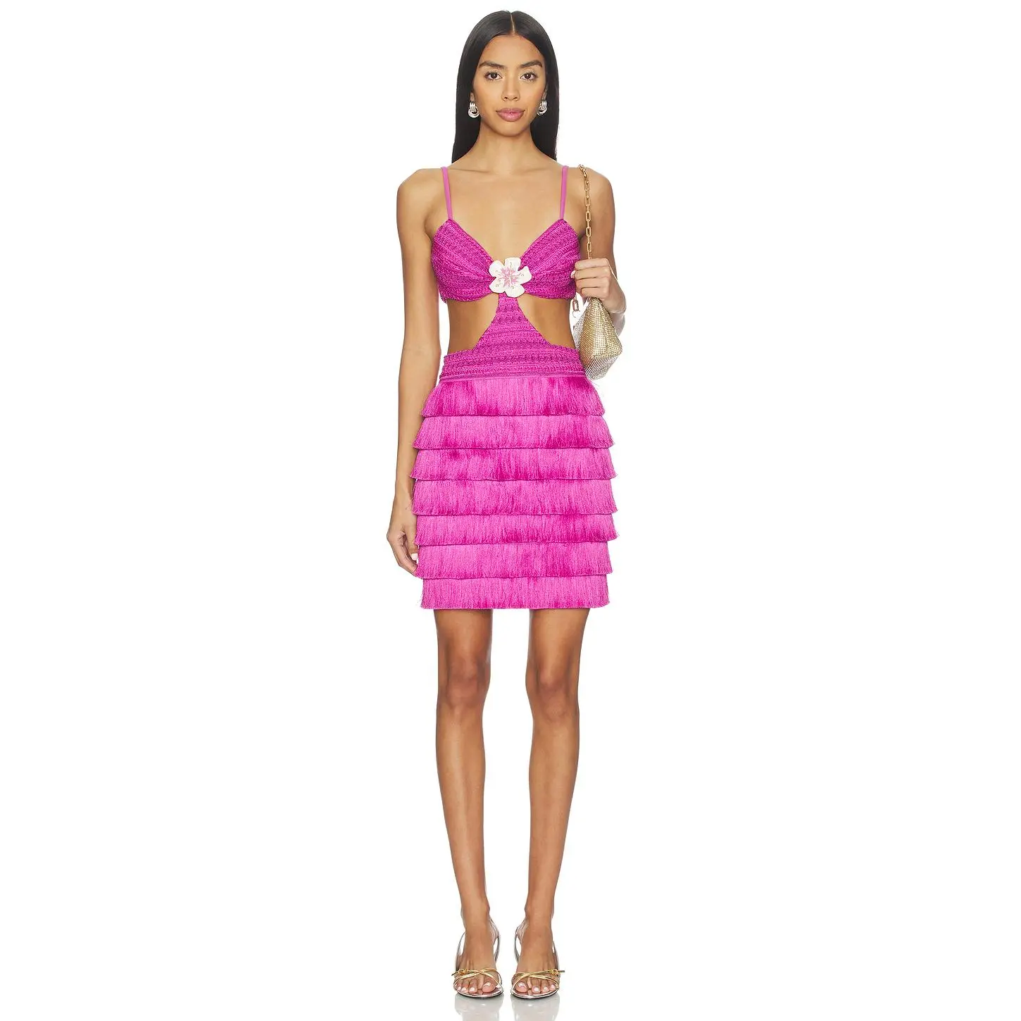 PatBO Amethyst Fringe Mini Dress in Purple