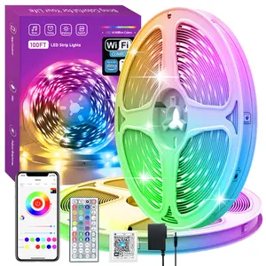 100ft 50FT RGB Color Changing Smart WiFi Led Strip Lights with Remote APP Work with Alexa Google Assistant Music Sync Led Lights for Bedroom Springtok