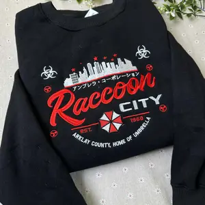 Raccoon City Resident Evil Embroidered Sweatshirt,  Leon Kennedy Shirt, Horror Game Merch, Gamer Gift