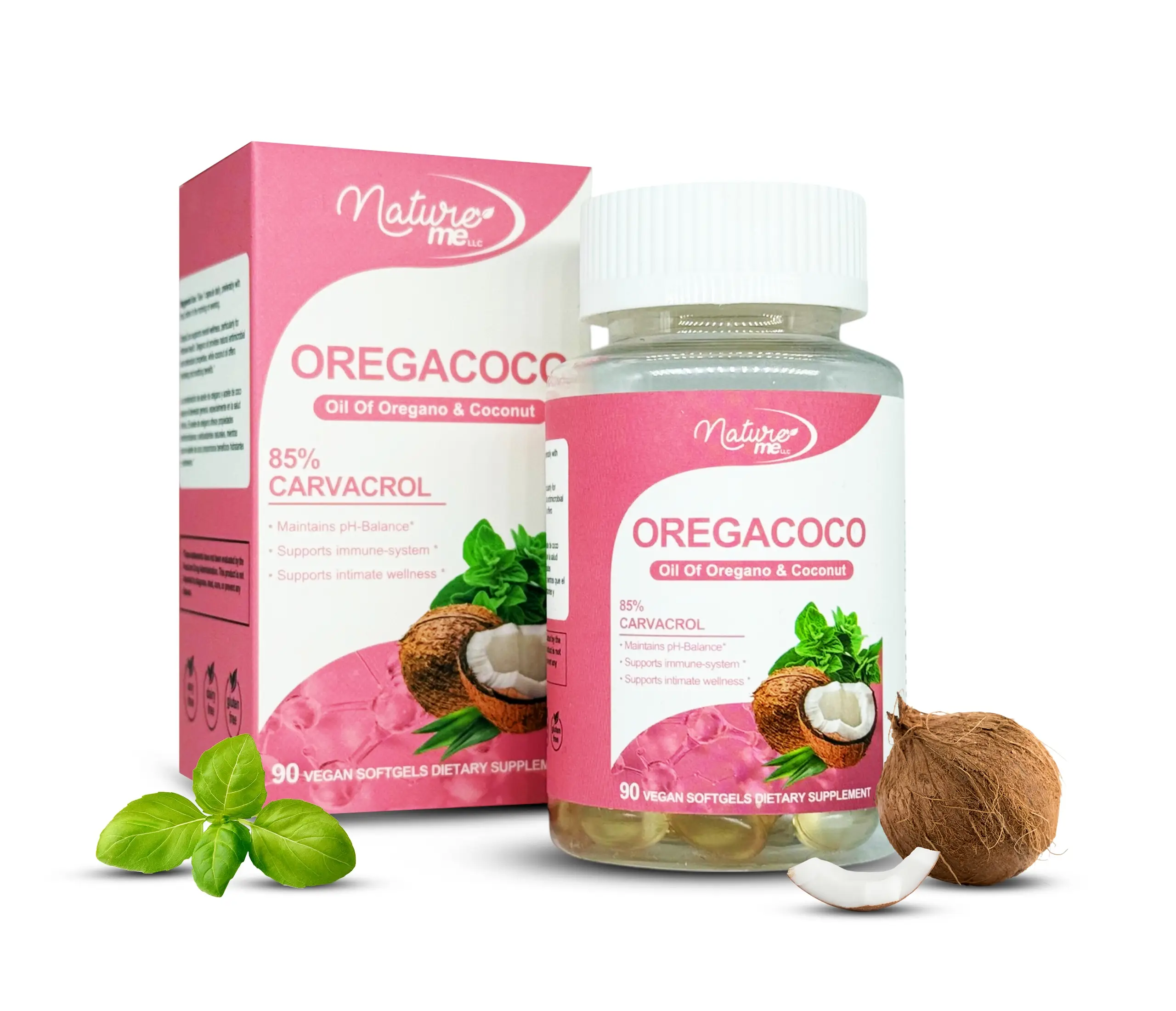 OregaCoco Oregano and Coconut Oil - 50 Capsules, Natural Ingredients, Dietary Supplement for Healthcare