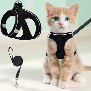 Adjustable Reflective Cat Harness with Matching Leash for Cats Up to 22 Pounds Escape Proof Design Comfort Fit Secure Buckle Easy On Off Ideal for Walking Training