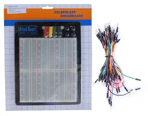 Tektrum Externally Powered Solderless 2200 Tie-Points Experiment Plug-In Breadboard With Aluminum Back Plate And Jumper Wires For Proto-Typing Circuit