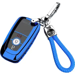 Soft TPU Key Fob Cover for Ford 2018-2024 Explorer Bronco Escape Edge Expedition F-150 Fusion Maverick Mustang Ranger Accessories 3 Button Black Silver Blue Red
