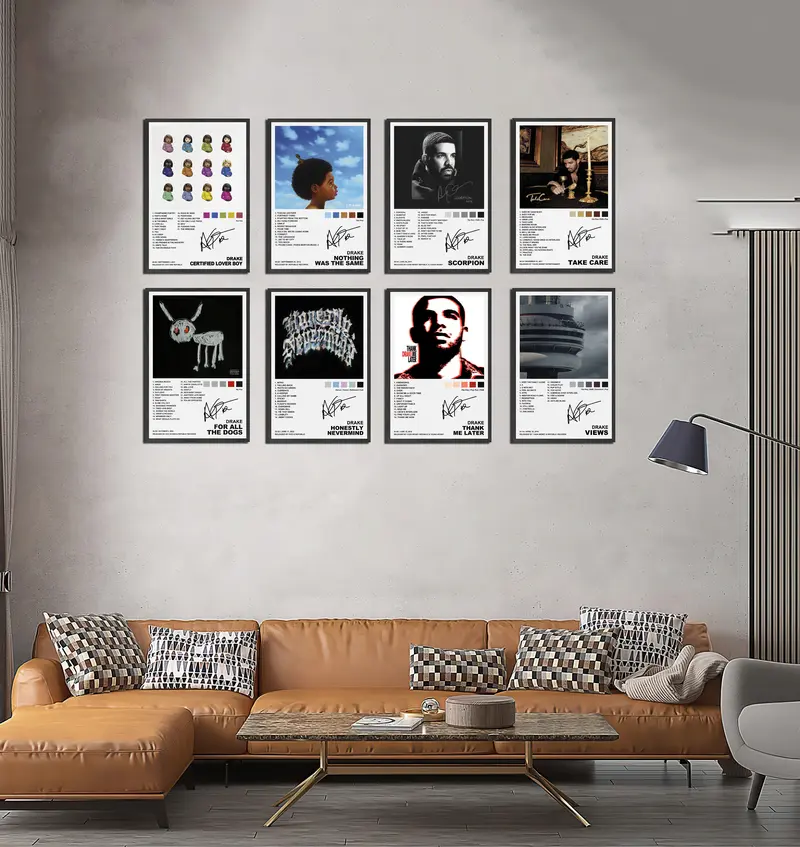 Drake 8PS VIEWS TAKE CARE Canvas Unframed Poster Set 8x12IN Music Wall Art for Living Room Decor