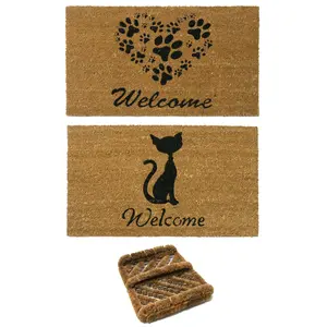 Rubber-Cal "Cat Doormat Kit" - 2 Cat Doormats & 1 Coir Boot Scraper