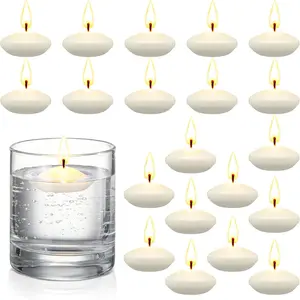 20 Floating Candles Centerpieces for Wedding Halloween Party 1.5 Inch Small Unscented Floating Candles Decoration Round  Candle Decor for Pool Bathtub Dinner (White)