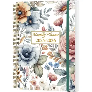 Monthly Planner 2025-2026 - Monthly Calendar from July 2025 to December 2026, 2025-2026 Monthly Planner with Inner Pocket, Elastic Band, 5.8" x 8.5", Green Leaf