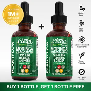Clean Nutra BOGO | Moringa, Ashwagandha, Spirulina, Turmeric & Ginger for Energy, Lactation & Daily Wellness Supplement Liquid Drops – Plantflow Clean Nutra BOGO | Moringa, Ashwagandha, Spirulina, Turmeric & Ginger for Energy, Lactation & Daily Wellness Supplement Liquid Drops – Plantflow