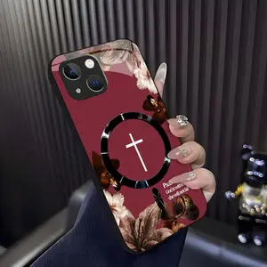 "God is within her" Psalm 46:5 Magsafe Smartphone Casing - Vintage Floral Christian Cross Magnetic Cellphone Case, Handheld Phone Accessories for iPhone 15 Plus - 975