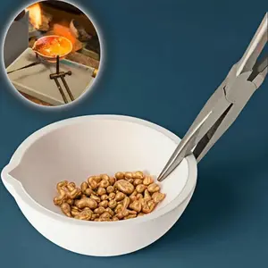 100g High Temperature Corrosion Resistant Gold, Silver and Copper Material Melting Bowl DIY Metal Casting Mold High Temperature Quartz Bowl Crucible Jewelry Furnace Metal Smelting