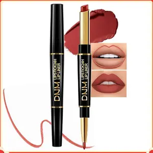 2in1 Light Brown Lip Liner & Lipstick Set Kit for Women, DNM Matte Lips Kit with Lip Liner Lip Stains Long Lasting Waterproof 24 Hour Lipstick and Lip Liners Combo Lipliners Pencil Eyeliner Glossy Makeup Smooth Contour Daily Gift Cosmetic