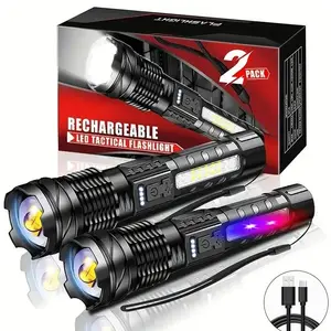Rechargeable Zoom Ultra-Bright Flashlight, High Lumen Flashlight, Super Bright Flashlight, USB Rechargeable Explorer Light, Strong LED Torch for Emergencies and Outdoor Use, Tactical Flashlights