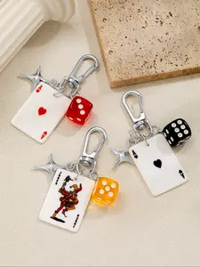 Trendy Acrylic Poker Card Keychain, Star Sieve Pendant Key Ring, Women's Bag Chain Accessory, Unique Fashion Jewelry