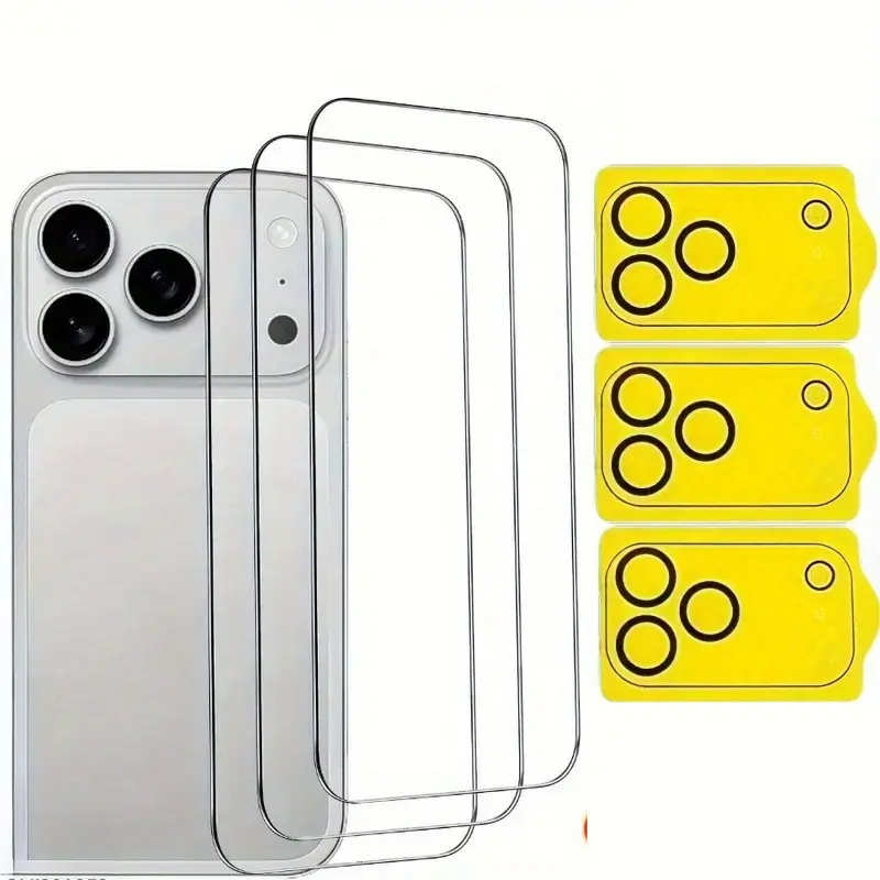Set of 3 High-Definition Tempered Glass Screen Protectors And 3 Camera Lens Films, Designed for Compatibility with for Iphone 17, 17 Air, 16E, 16, 15, 14, 13, 12, Plus, Pro
