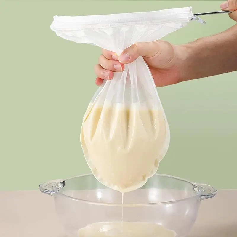 Nylon Food Filter Bag with Drawstring, 1 Count ReusableVegetable Juice Filter Bag, Tea Coffee Yogurt Filter, KitchenUtensils & Gadgets, Summer for Gift