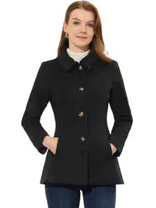 INSPIRE CHIC Peter Pan Collar Single Breasted Overcoat Coat