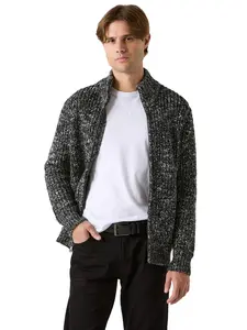 GUESS Male Austin Slub Zip-Up Cardigan