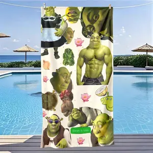 Shrek Theme Beach Towel, Soft Absorbent Towel, Fast Drying Ultra Soft Polyester Fiber, Multi-Purpose Yoga Travel Swimming Camping, Large Size, Best Gift