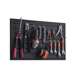 summervibes VEVOR Slat Wall Paneling, 2x 4 ft, PVC Garage Slatwall with Modular Design, Black Slat Wall Easy-to-Install Adjustable Slatwall Panel with Coupling Structure DIY Cutting, Fits for Storage Display