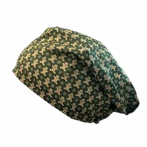 Gingerbread Surgical Hat - Green Patterned Design with Unique Shape and Comfortable Fit