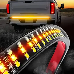 DIBMS Truck Tailgate Light Strip 48" Triple Row 360 LED Strip with Red Running Brake Lights White Reverse Light Amber Turning Signals Strobe Lights