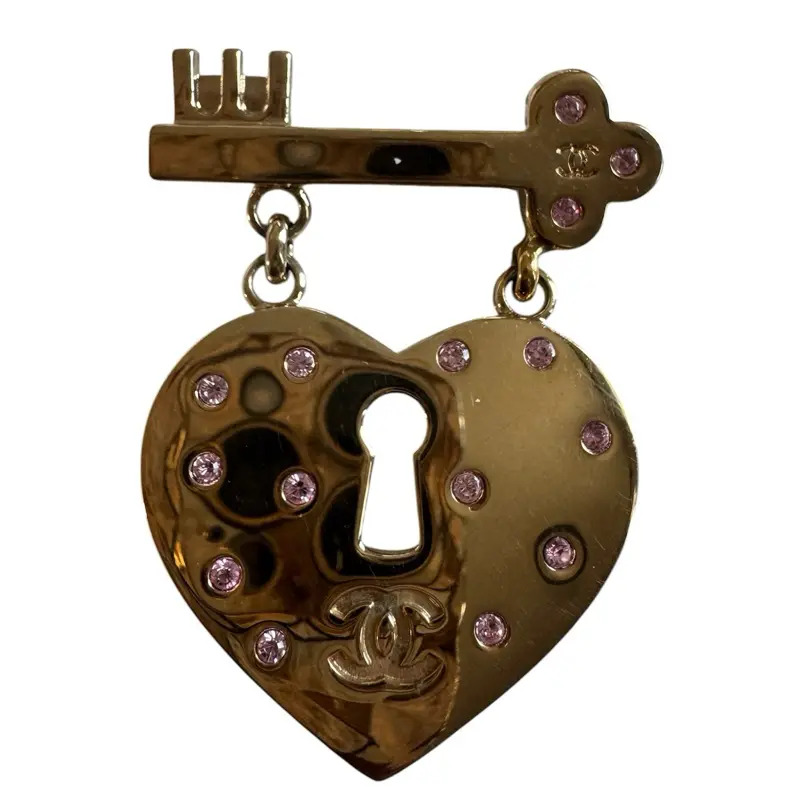 Pre-owned Chanel Heart & Lock Brooch