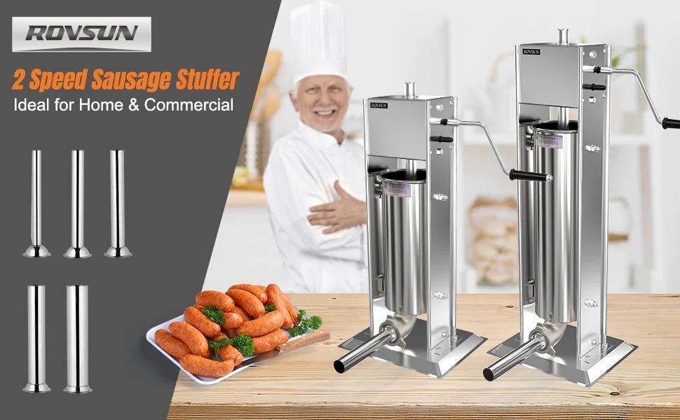 [TOP RATED - FLASH SALE] ROVSUN 11 lbs Manual Sausage Stuffer with 5 Stuffing Tubes