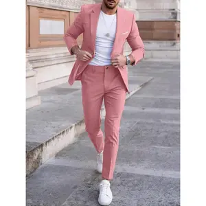 Two-piece Set Men's Solid Color Business Suit Set, Slim Fit Blazer & Pants, Formal Dress Set for Men, Men's Clothing for All Seasons, Going Out Outfit, Sets for Men Clothing, Tuxedo