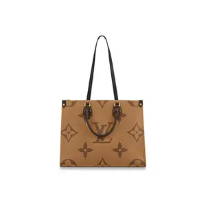 Pre-owned Louis Vuitton coated canvas Tote Bags ONGTHEGO MM Tote Bag Medium Size Classic Monogram Brown Caramel Compact Stylish Practical for Everyday Use