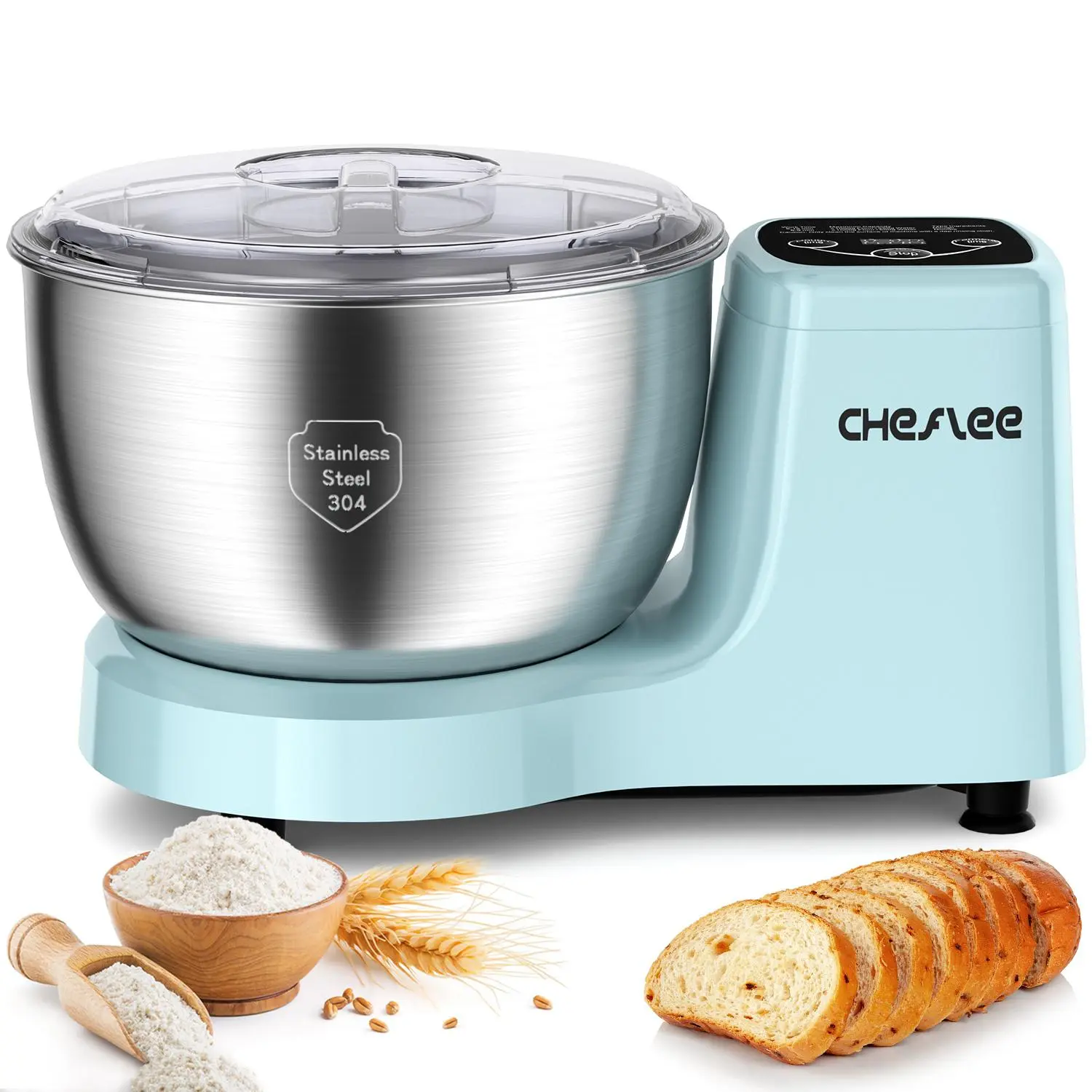5.5QT Electric Dough Maker with 304 Stainless Steel Bowl - 3-in-1 Knead/Rest/Ferment Smart Timing, Constant-Temperature Fermentation, US Plug Fermenting Mix for Home Bakers, 5QT Capacity Home Kitchen Mixer (sohochic)