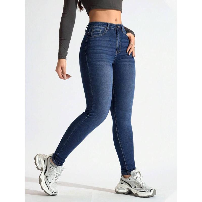 Women's Pocket Skinny Casual Versatile Denim Jeans Y2k Fabric Fit