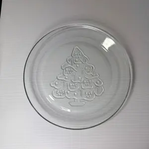 Glass Serving Platter, Anchor Hocking, Holiday Magic Christmas Tree 12”