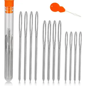 12 count/3 Sizes Large-Eye Blunt , Steel Yarn  with  Threader, Tapestry  for Sewing Crochet Knitting Embroidery ( 2.08in/2.36in/2.76in)