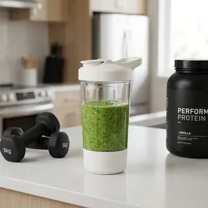 PrimeFit Electric Protein Shaker Bottle – 450ml Self-Mixing Rechargeable Sports Cup